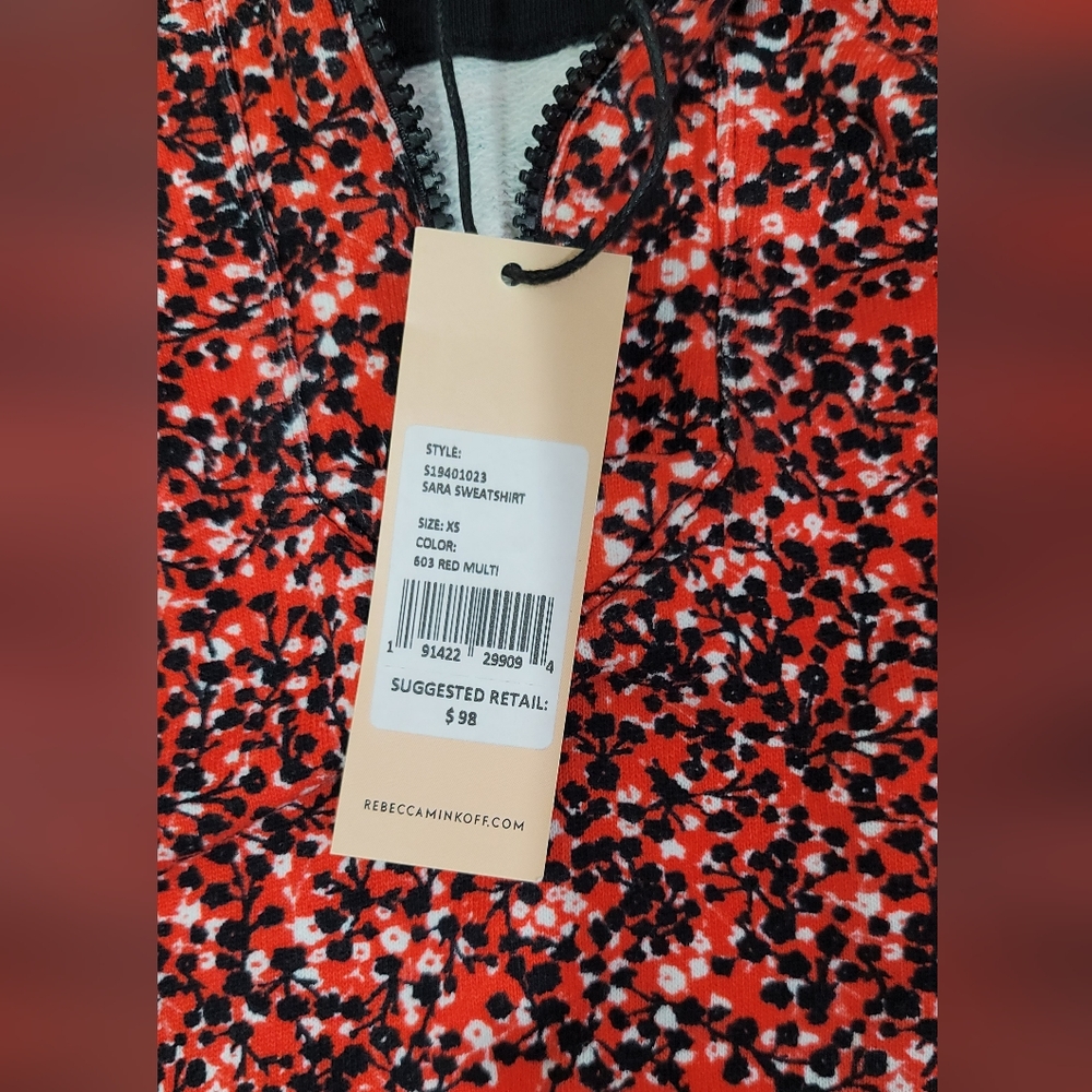 Rebecca Minkoff Sara Floral Print French Cottonterry Cropped Sweatshirt - Picture 5 of 7